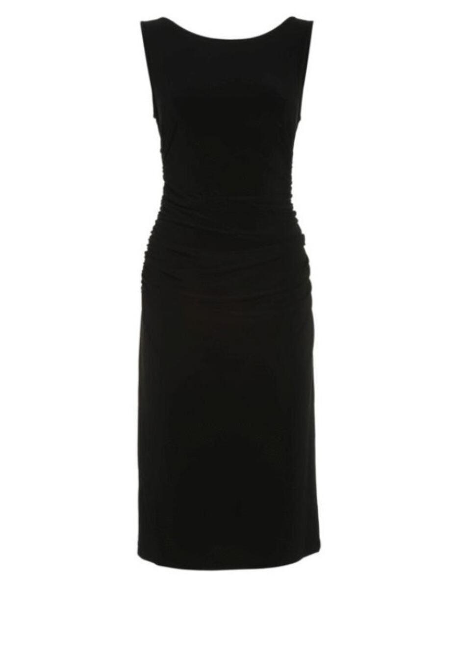 NORMA KAMALI minimalist black Shirred Waist stretch sleeveless midi dress